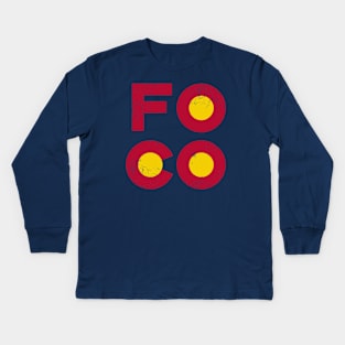 Fort Collins FOCO Colorado Kids Long Sleeve T-Shirt